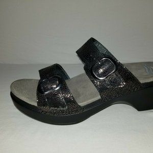 Dansko Sophie Black Metallic Sandals Size 40